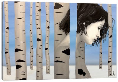 Yesterday In The Birch Forest Canvas Art Print - Surreal Bodyscapes