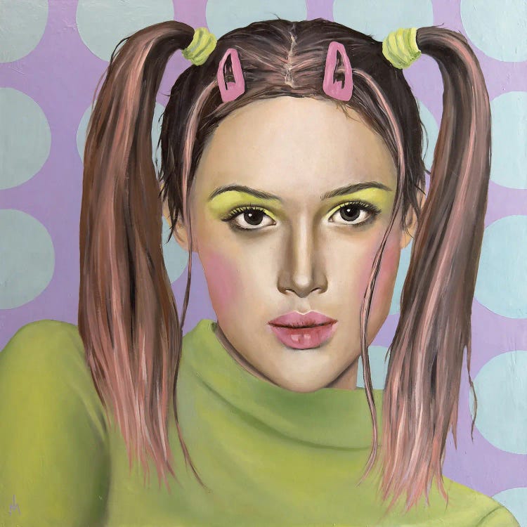 Girl With Pink Hairpins by Margarita Ivanova wall art