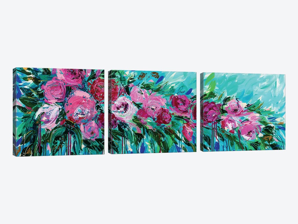 Roses In Spring by Maggie Deall 3-piece Canvas Wall Art