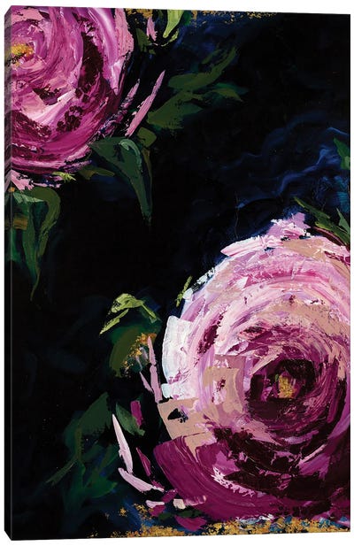 Midnight Roses I Canvas Art Print - Green Art