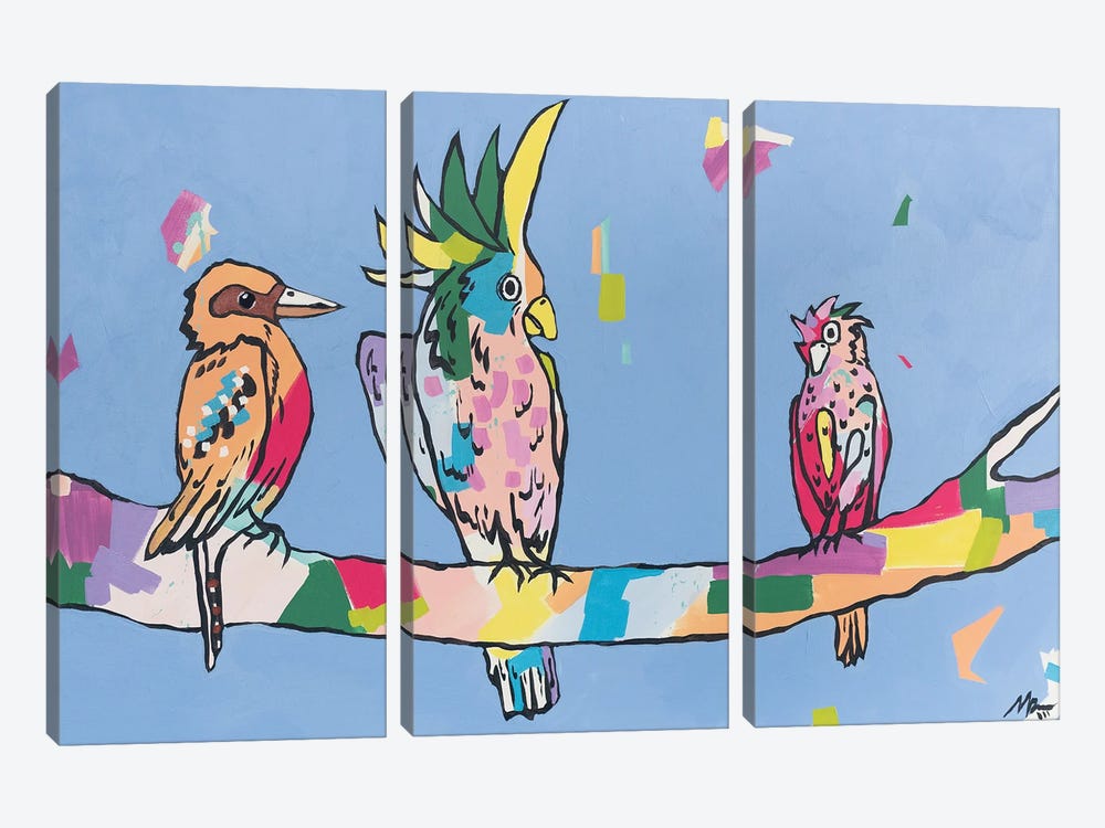 Bird Talk by Maggie Deall 3-piece Canvas Wall Art