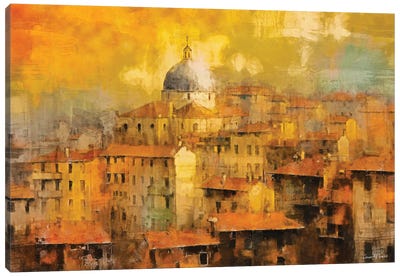 Italian Roof Tops V Canvas Art Print - Orange Art