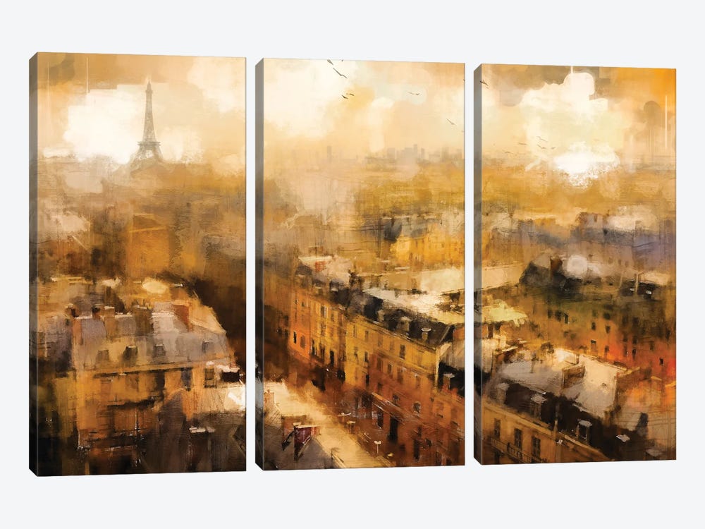 Paris Roof Tops III by Conor McGuire 3-piece Canvas Art Print