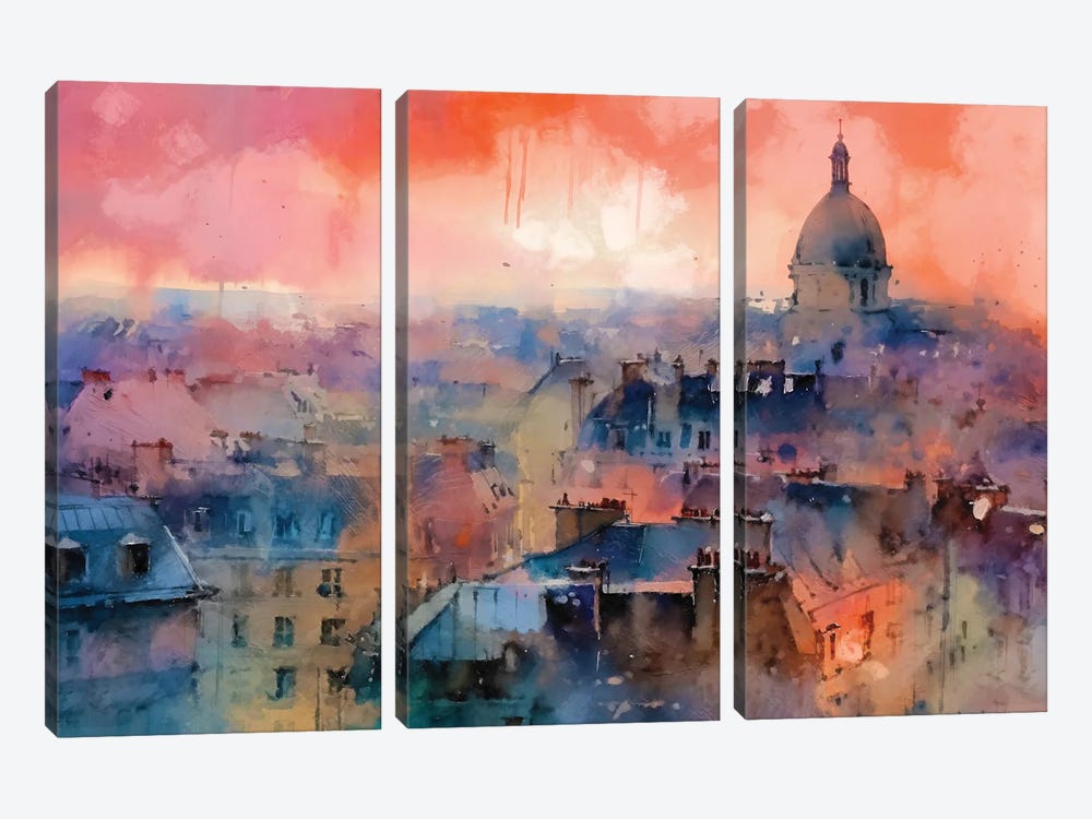 Paris Roof Tops V by Conor McGuire 3-piece Canvas Art