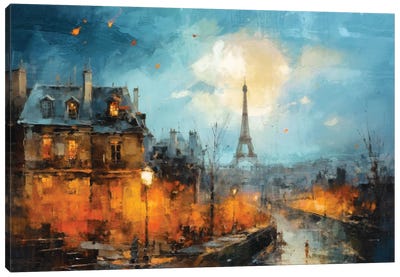Paris Roof Tops VI Canvas Art Print - Turquoise Art