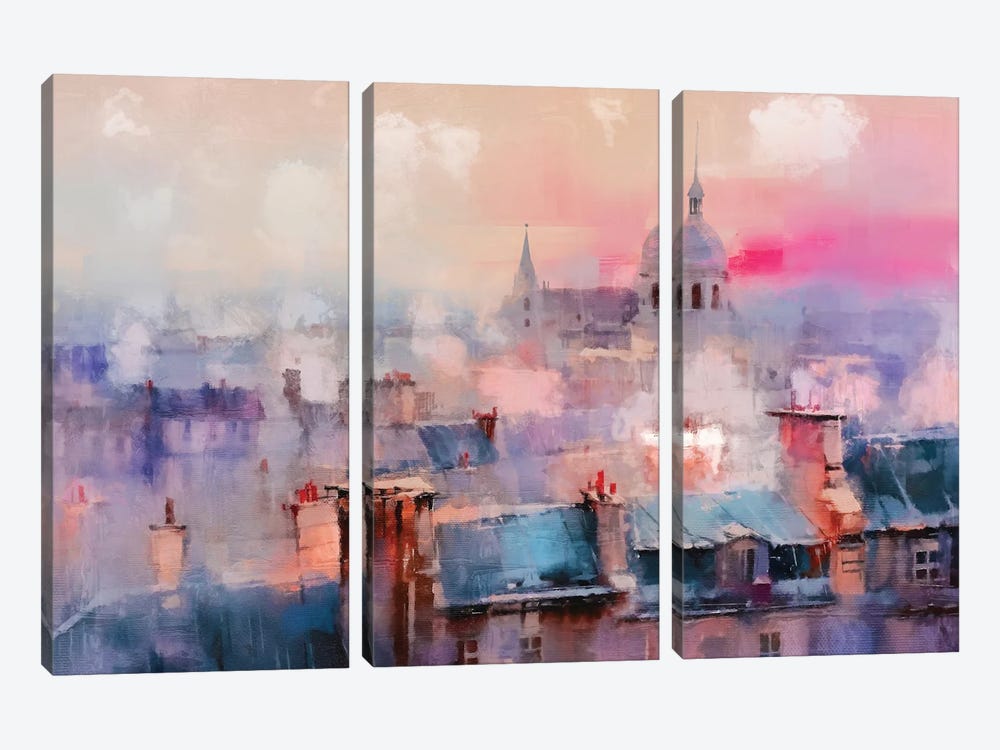 Paris Roof Tops VIII by Conor McGuire 3-piece Canvas Wall Art