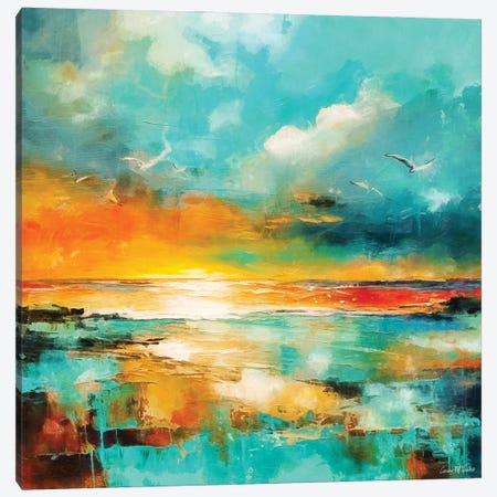 Teal And Orange Seascape Canvas Print #MGY148} by Conor McGuire Art Print