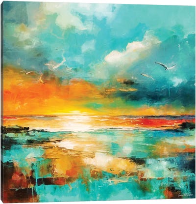 Teal And Orange Seascape Canvas Art Print - Conor McGuire