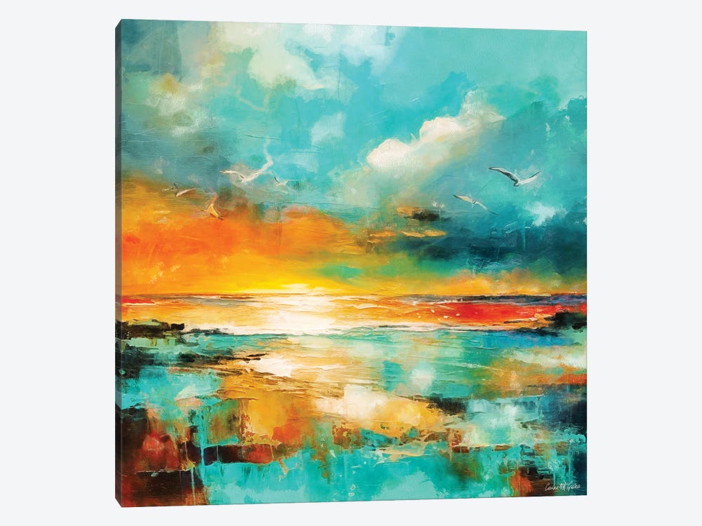 Teal And Orange Seascape by Conor McGuire 1-piece Canvas Art Print