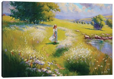 A Perfect Day Canvas Art Print - Field, Grassland & Meadow Art