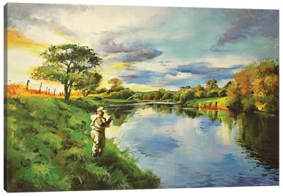 Bend On The River Moy, County Mayo Canvas Art Print - Fishing Art