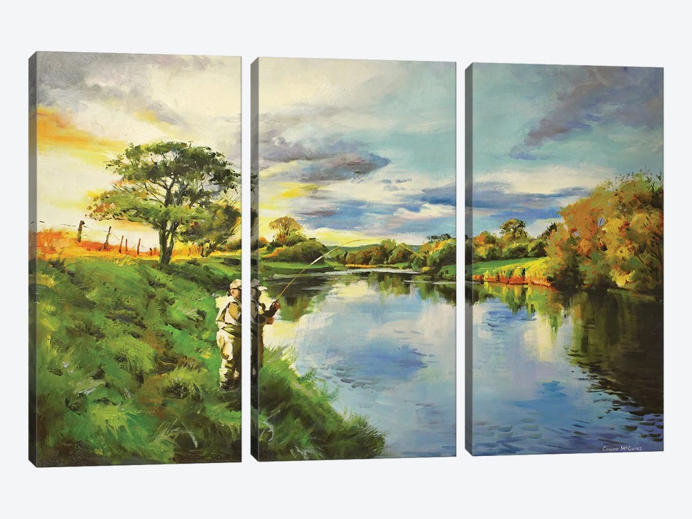 Bend On The River Moy, County Mayo by Conor McGuire 3-piece Canvas Artwork