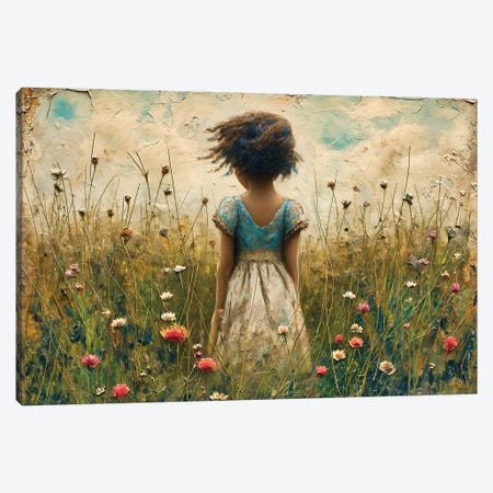 Young Girl In Blue Dress Canvas Print #MGY204} by Conor McGuire Canvas Art Print