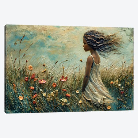 Young Girl With Wind In Her Hair Canvas Print #MGY207} by Conor McGuire Canvas Art Print