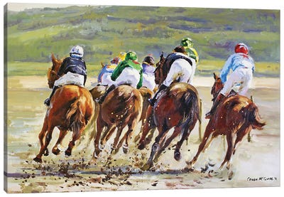 Cullinmore Beach Races Canvas Art Print - Ireland Art