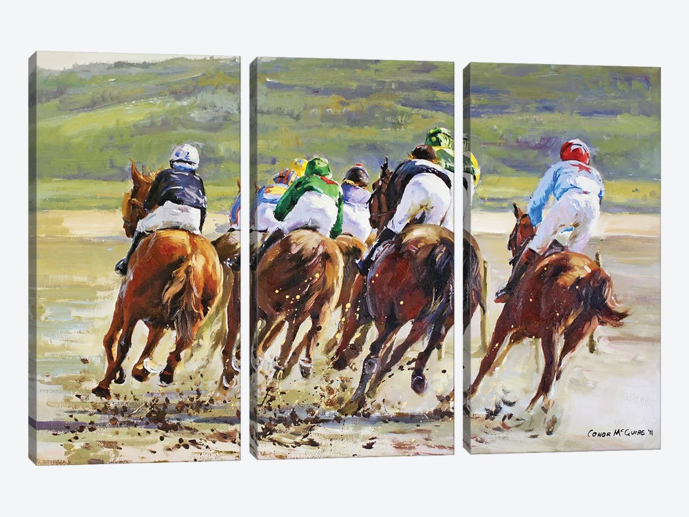 Cullinmore Beach Races by Conor McGuire 3-piece Canvas Wall Art