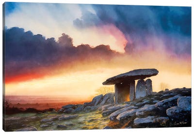 Dolmen At Sunset, County Clare Canvas Art Print - Conor McGuire