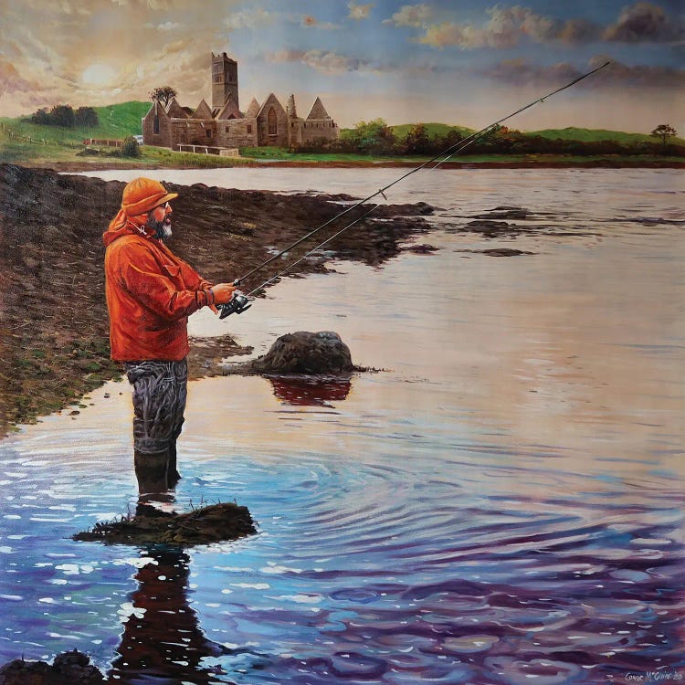 Fisherman At Rosserk On The River Moy, County Mayo