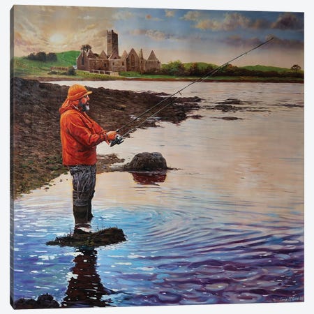 Fisherman At Rosserk On The River Moy, County Mayo Canvas Print #MGY25} by Conor McGuire Art Print