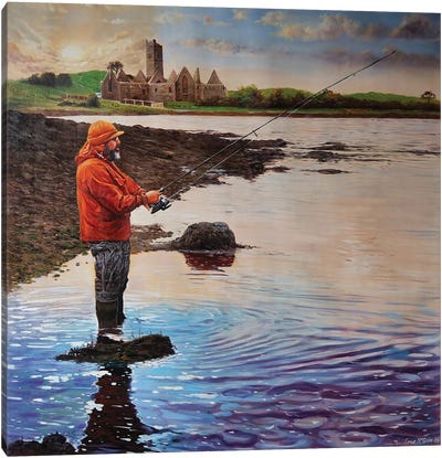 Fisherman At Rosserk On The River Moy, County Mayo Canvas Art Print - Art That’s Trending