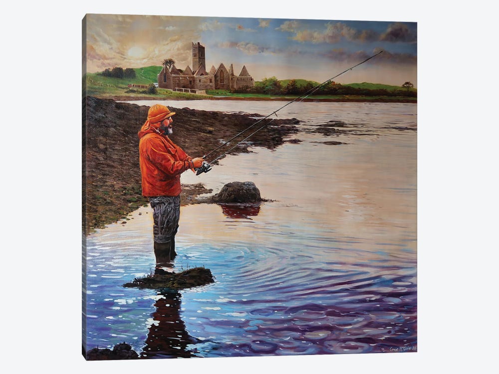 Fisherman At Rosserk On The River Moy, County Mayo by Conor McGuire 1-piece Canvas Art Print