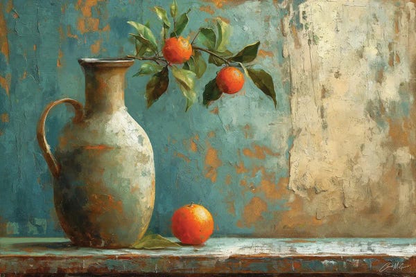 Pottery Still Life: Oranges And Urn by Conor McGuire