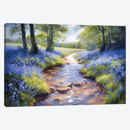 Bluebell Stream Canvas Print #MGY354} by Conor McGuire Canvas Art Print