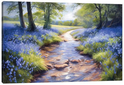 Bluebell Stream Canvas Art Print - Bluebonnet Art