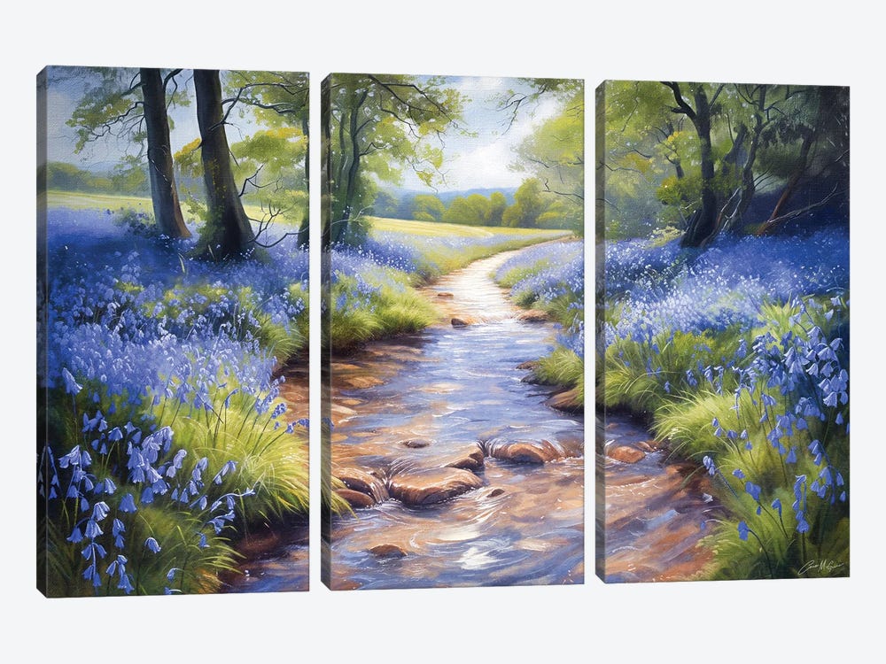 Bluebell Stream by Conor McGuire 3-piece Canvas Print