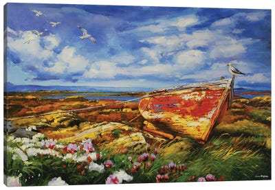 Seagull On A Perch Canvas Art Print - Conor McGuire