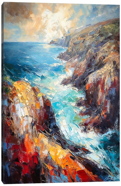 Birds Eye View Of Atlantic Cliffs Canvas Art Print - Conor McGuire