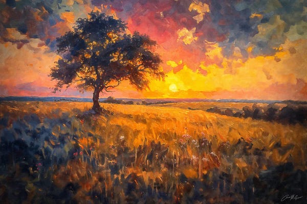 Large Scenic & Landscape Art - Canvas Prints: The Old Oak Tree by Conor McGuire
