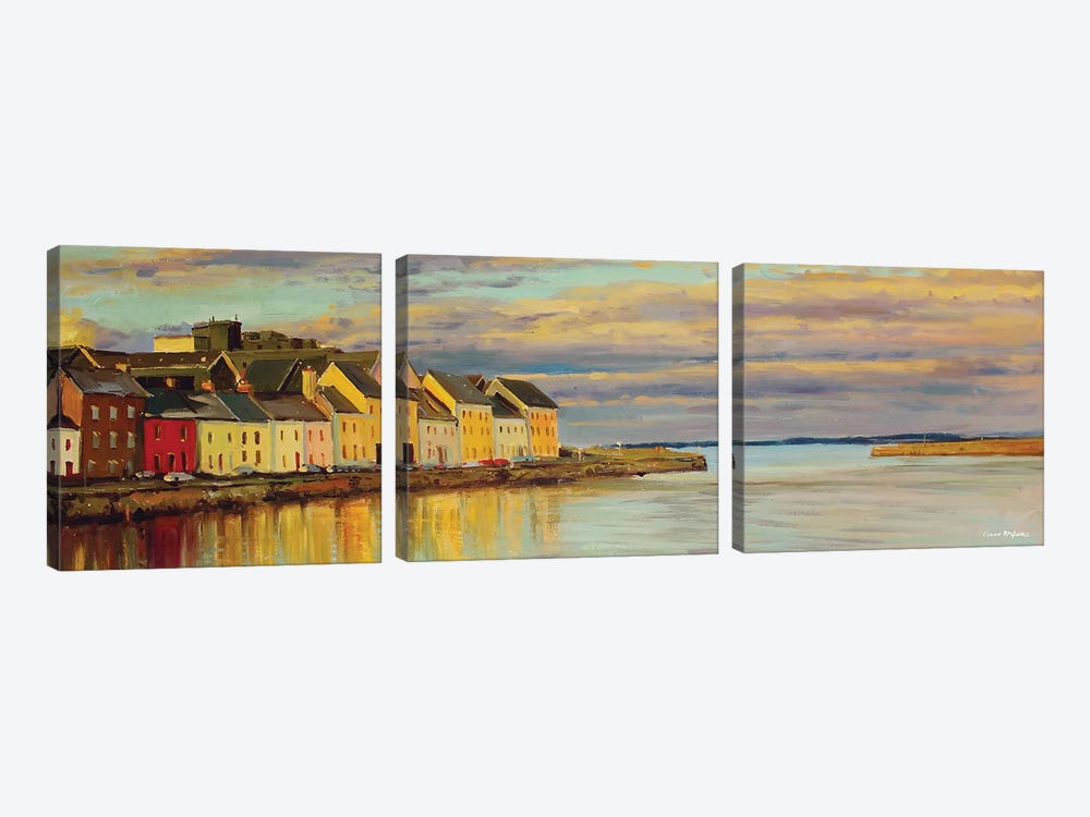 The Long Walk, Galway City by Conor McGuire 3-piece Canvas Print