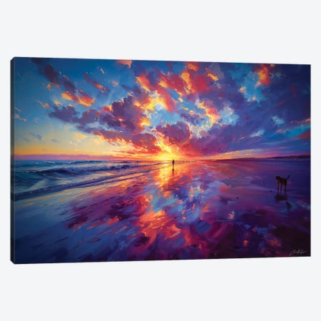 Sunset, Enniscrone, Co. Sligo. Canvas Print #MGY373} by Conor McGuire Canvas Artwork