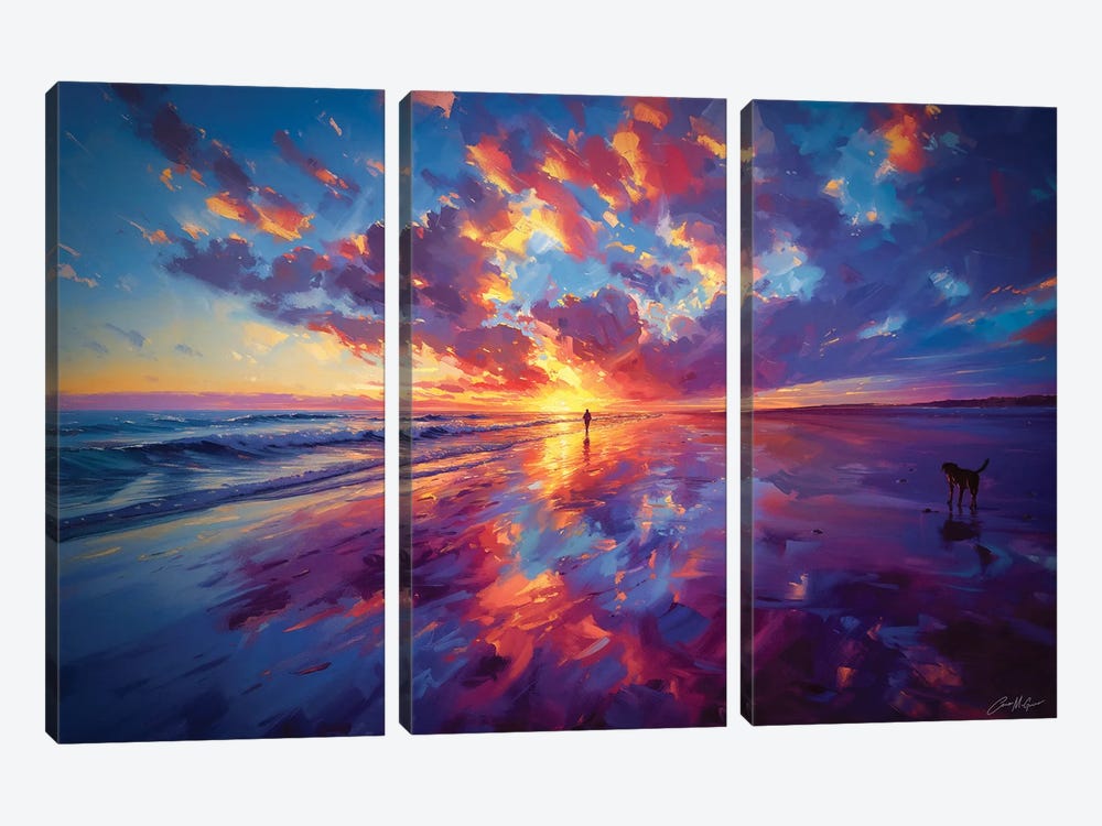 Sunset, Enniscrone, Co. Sligo. by Conor McGuire 3-piece Canvas Artwork