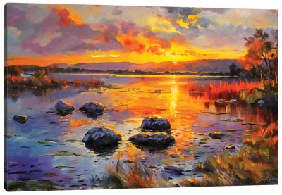 Lough Conn Sunset, County Mayo. Canvas Art Print - Conor McGuire