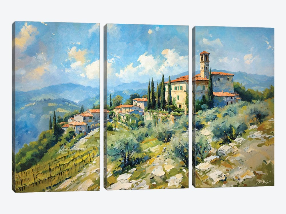 Tuscan Village On A Hill by Conor McGuire 3-piece Canvas Artwork