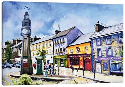 Westport Clock, County Mayo Canvas Art Print - Village & Town Art