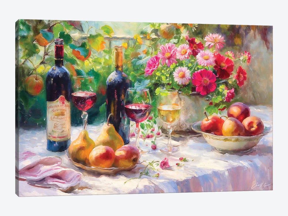 Red Wine And Flowers by Conor McGuire 1-piece Canvas Print