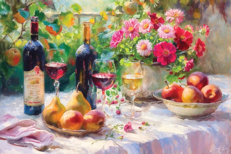 Red Wine And Flowers