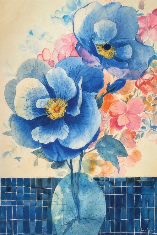 Blue Florals by Conor McGuire wall art