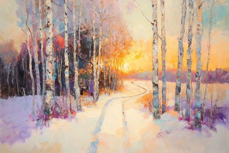 Birch Trees In The Snow by Conor McGuire wall art
