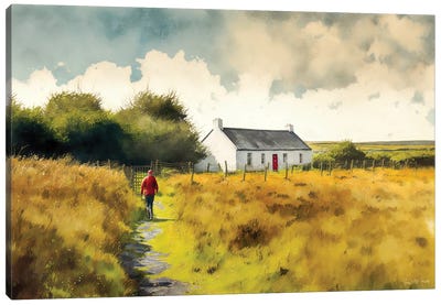Achill Red Door Cottage Canvas Art Print - Conor McGuire
