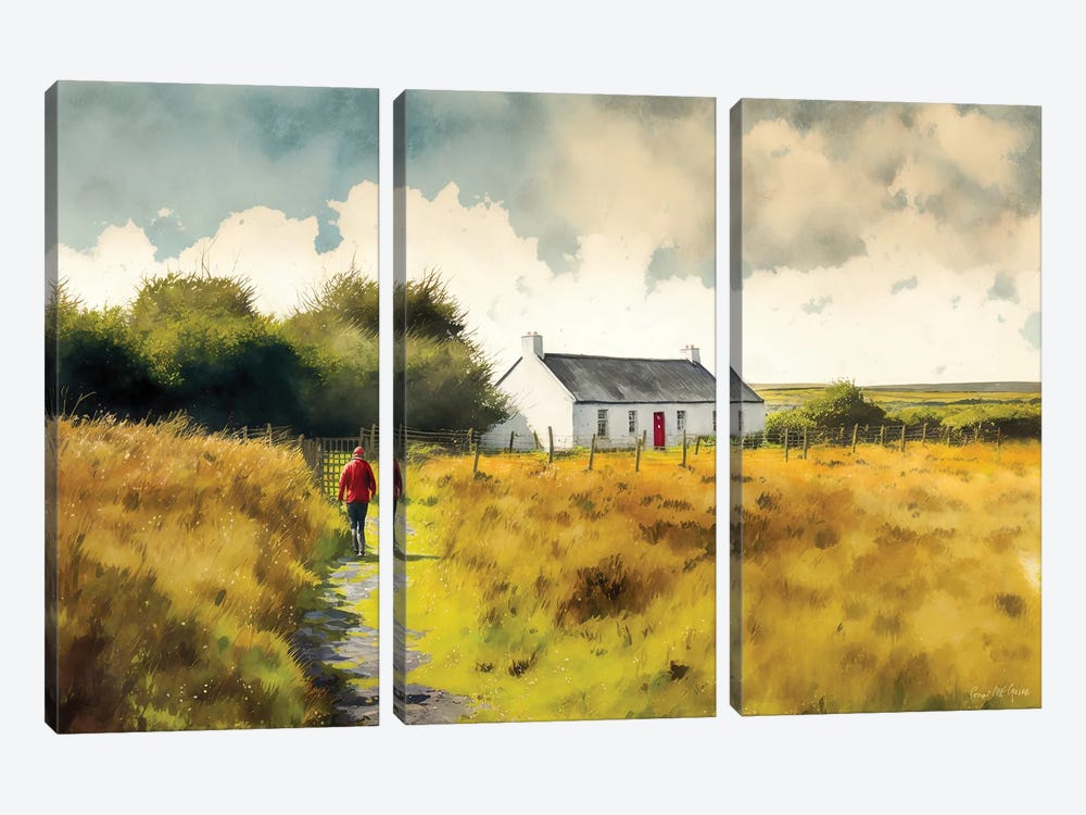 Achill Red Door Cottage by Conor McGuire 3-piece Canvas Art Print