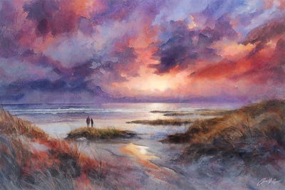 Cloudy Seashore Sunset by Conor McGuire metal wall art
