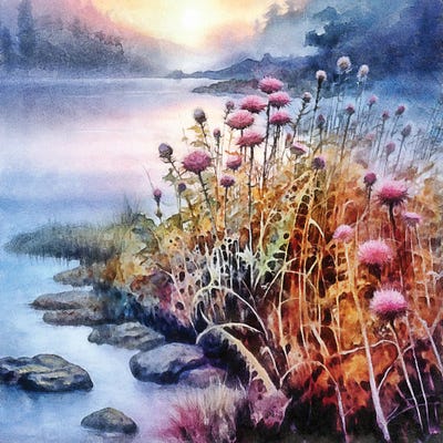 Thistles On A Shore by Conor McGuire framed wall art