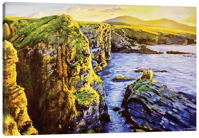 Cliffs At Downpatrick, County Mayo Canvas Art Print - Cliff Art