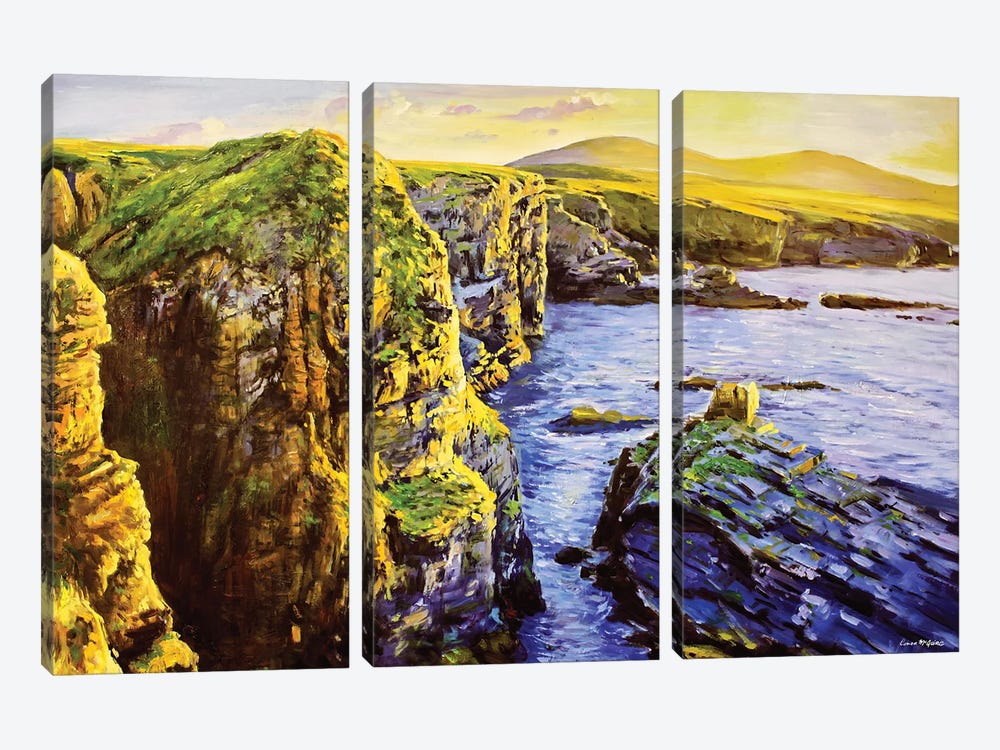 Cliffs At Downpatrick, County Mayo by Conor McGuire 3-piece Canvas Art
