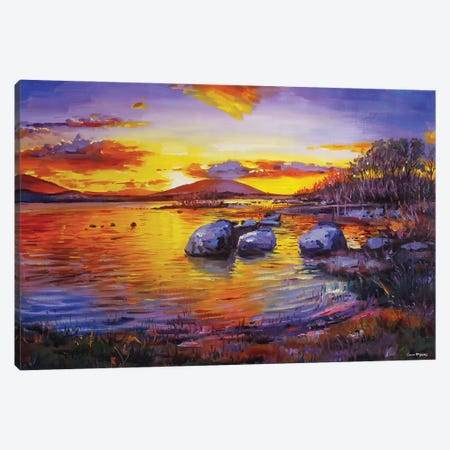 Pontoon Lake At Sunset, County Mayo Canvas Print #MGY46} by Conor McGuire Canvas Print