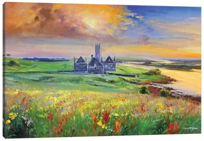 Rosserk Abbey On The River Moy, County Mayo Canvas Art Print - Conor McGuire